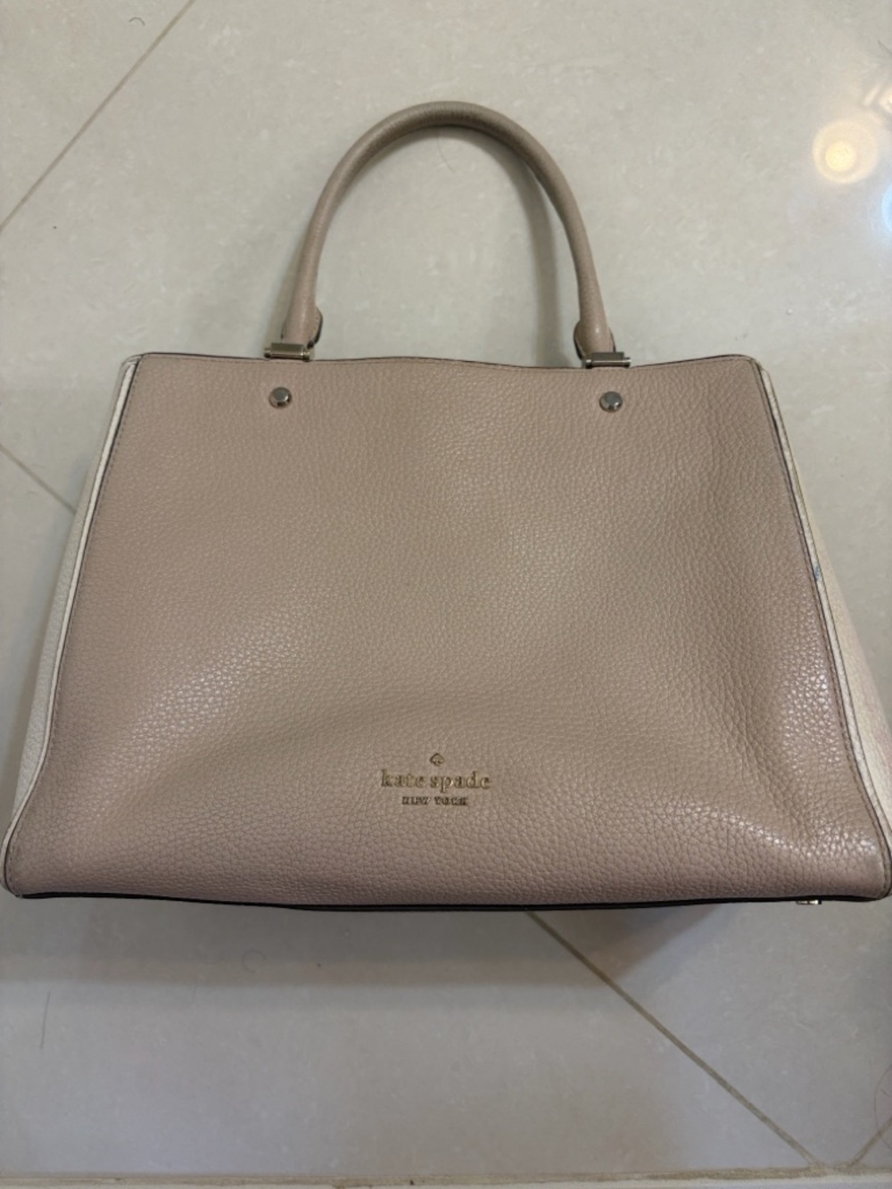 kate spade Pebbled Leather Satchel in Cream